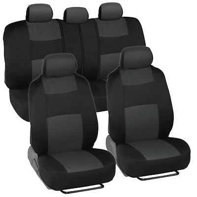 Car Seat Covers For Chevrolet Malibu Charcoal & Black W/ Split Bench