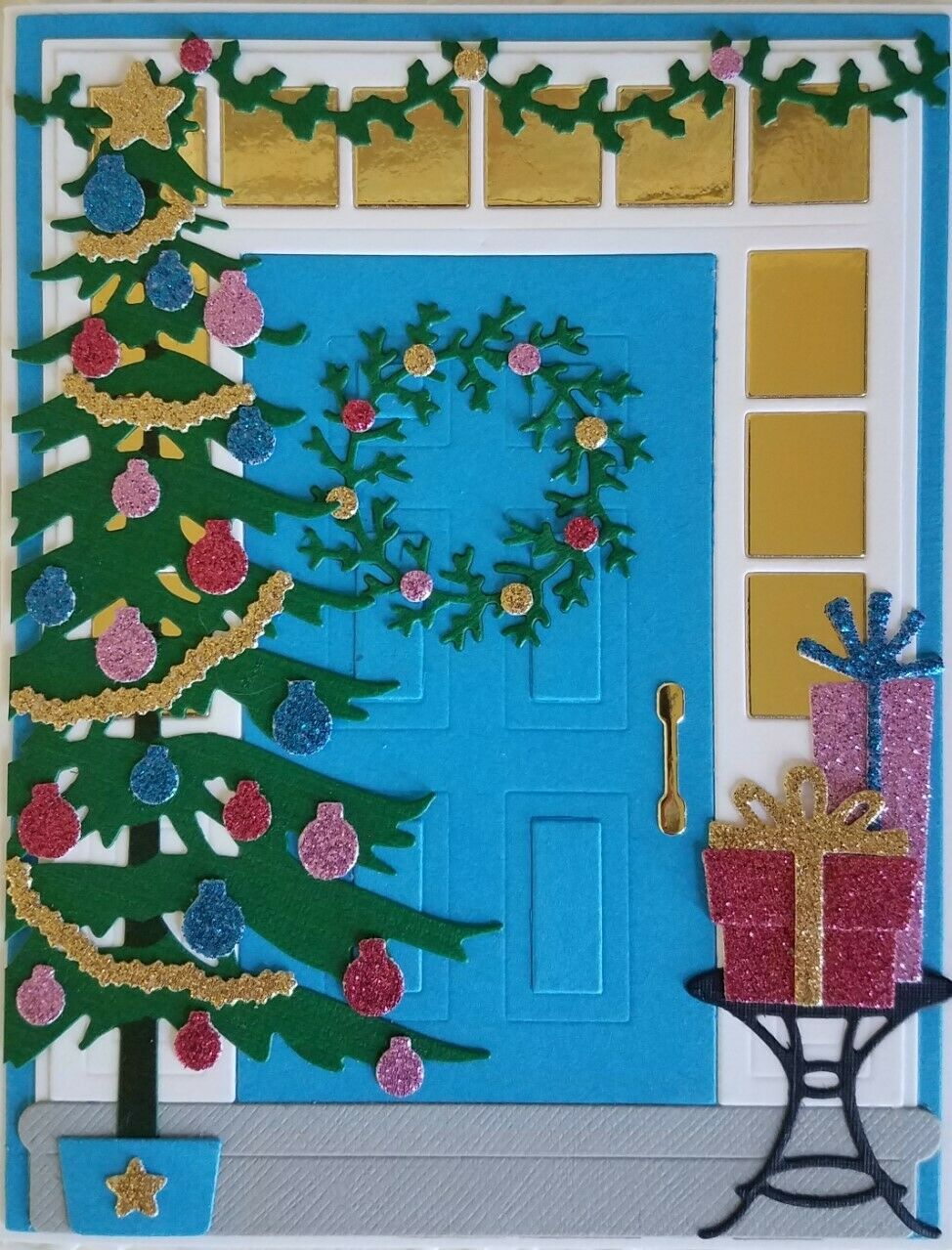 Christmas Festive & Bright Front Door Dimensional Handmade Card