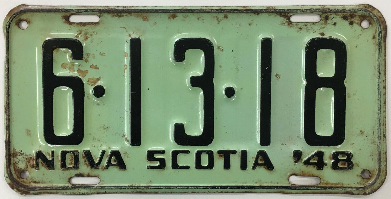 Vintage Nova Scotia Canada 1948 License Plate, 6-13-18, Original Paint, Nice