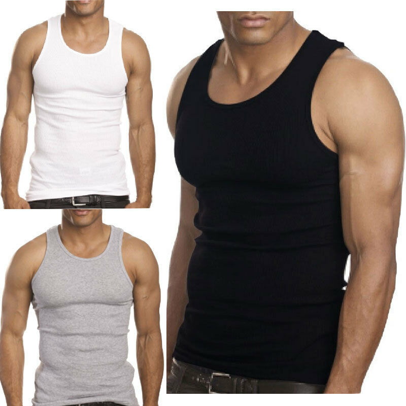 3 To 12 Packs Mens 100% Cotton Tank Top A-shirt Wife Beater Undershirt Lot