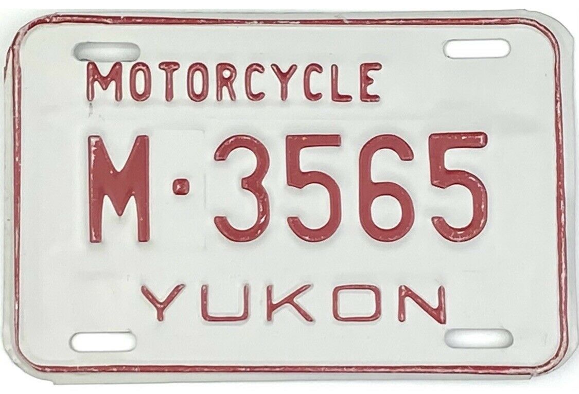 Nos 1980s Yukon Territory Motorcycle License Plate #m-3565 No Reserve