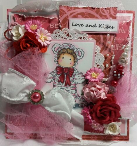 Handmade Ooak  "love & Kisses" Greeting Card
