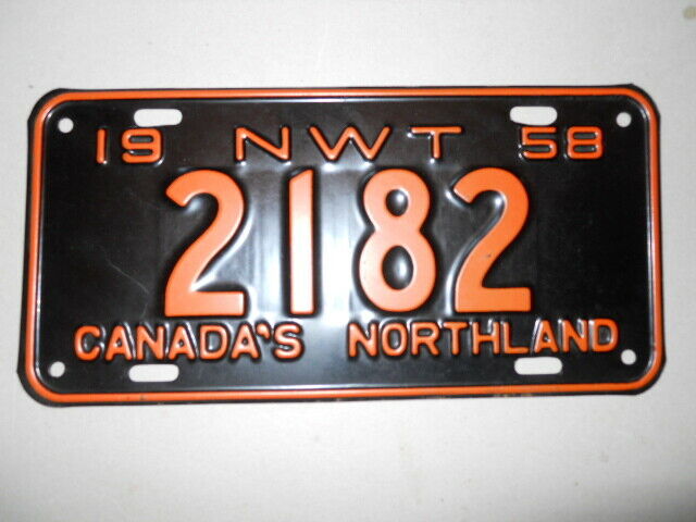 1958 Northwest Territory Rare Condition Mint Passenger License Plate