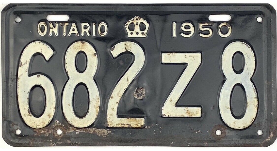 *99 Cent Sale*  1950 Ontario License Plate #682z8 No Reserve