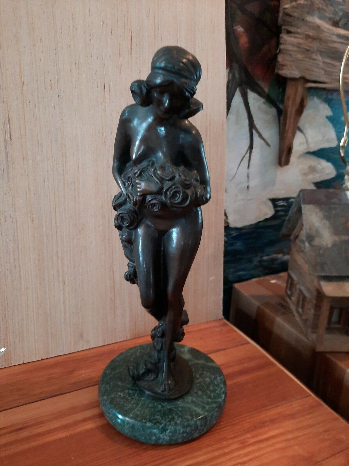 Bronze Lost Wax  Art Deco Style  Woman Signed Rosauer.