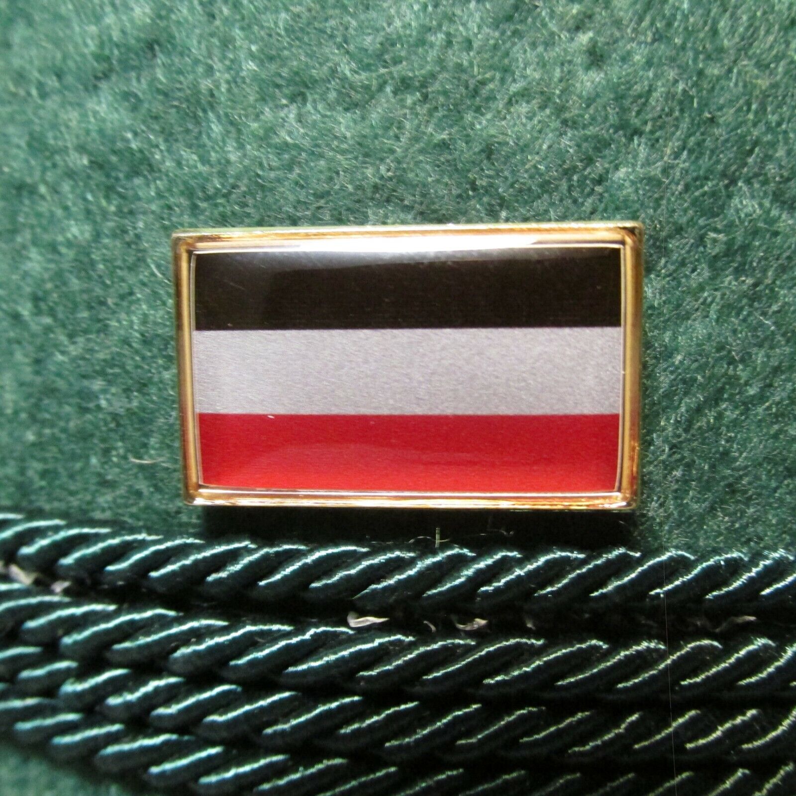Old German Flag Military/oktoberfest Hat Pin With Gold Trim