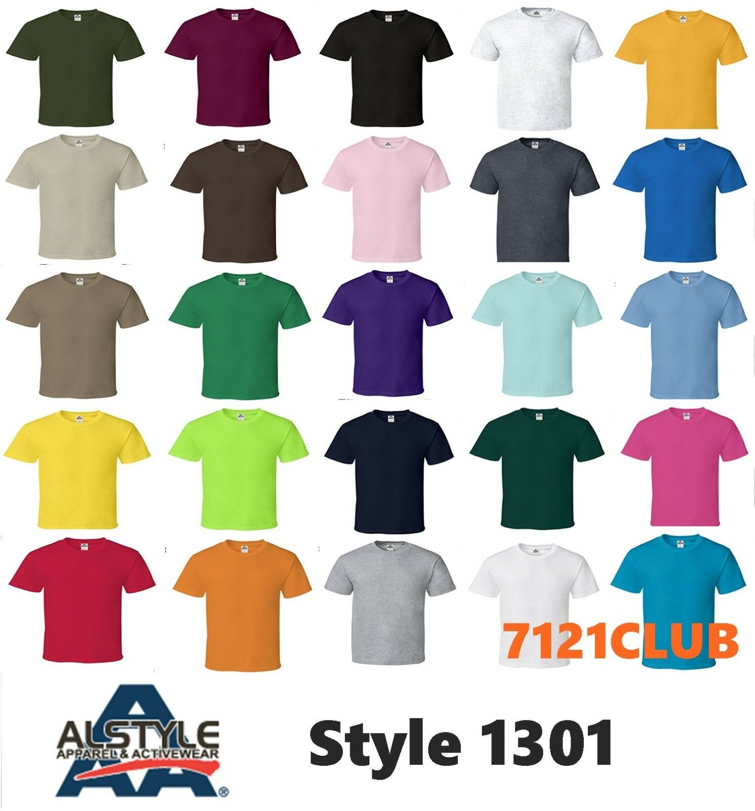 Alstyle Apparel Aaa T Shirt 1301 Men's Plain Blank Short Sleeve T Shirts S-5xl