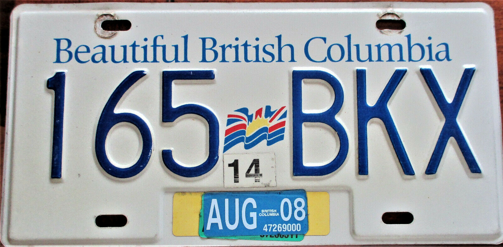 2008 British Columbia Bc Canada Flag License Plate # 165 Bkx