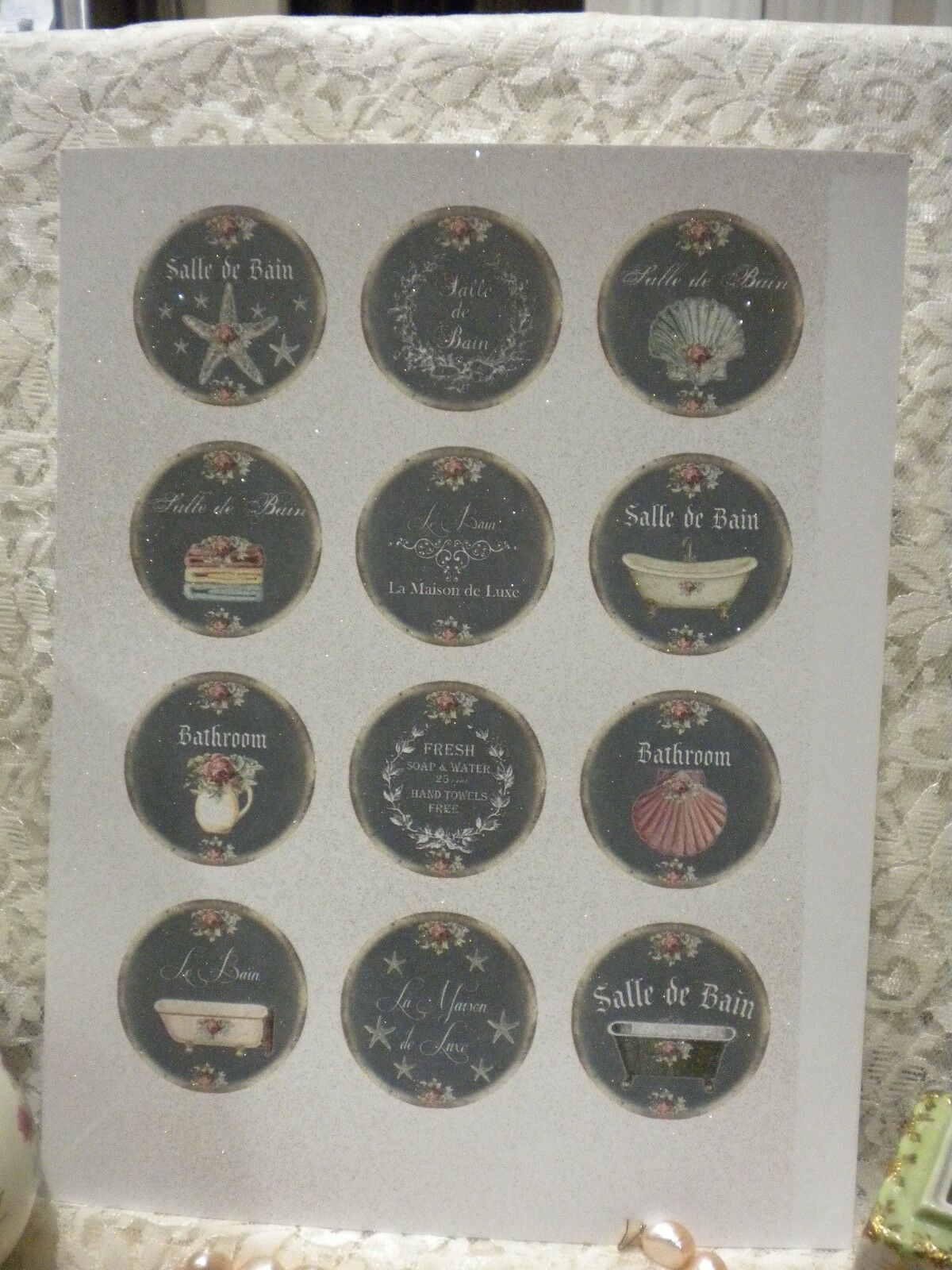 Vintage Paris Salle De Baine / Bathroom Circle Labels On Sticker Paper (12)