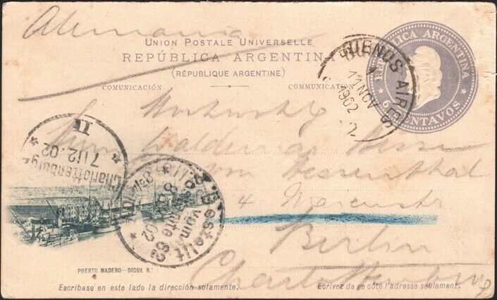 Argentina, 1892. Post Card 17a, Buenos Aires - Berlin