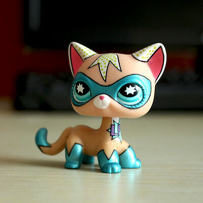 Littlest Pet Shop Comic Con Super Hero Masked Short Hair Cat Rare Girl Toys