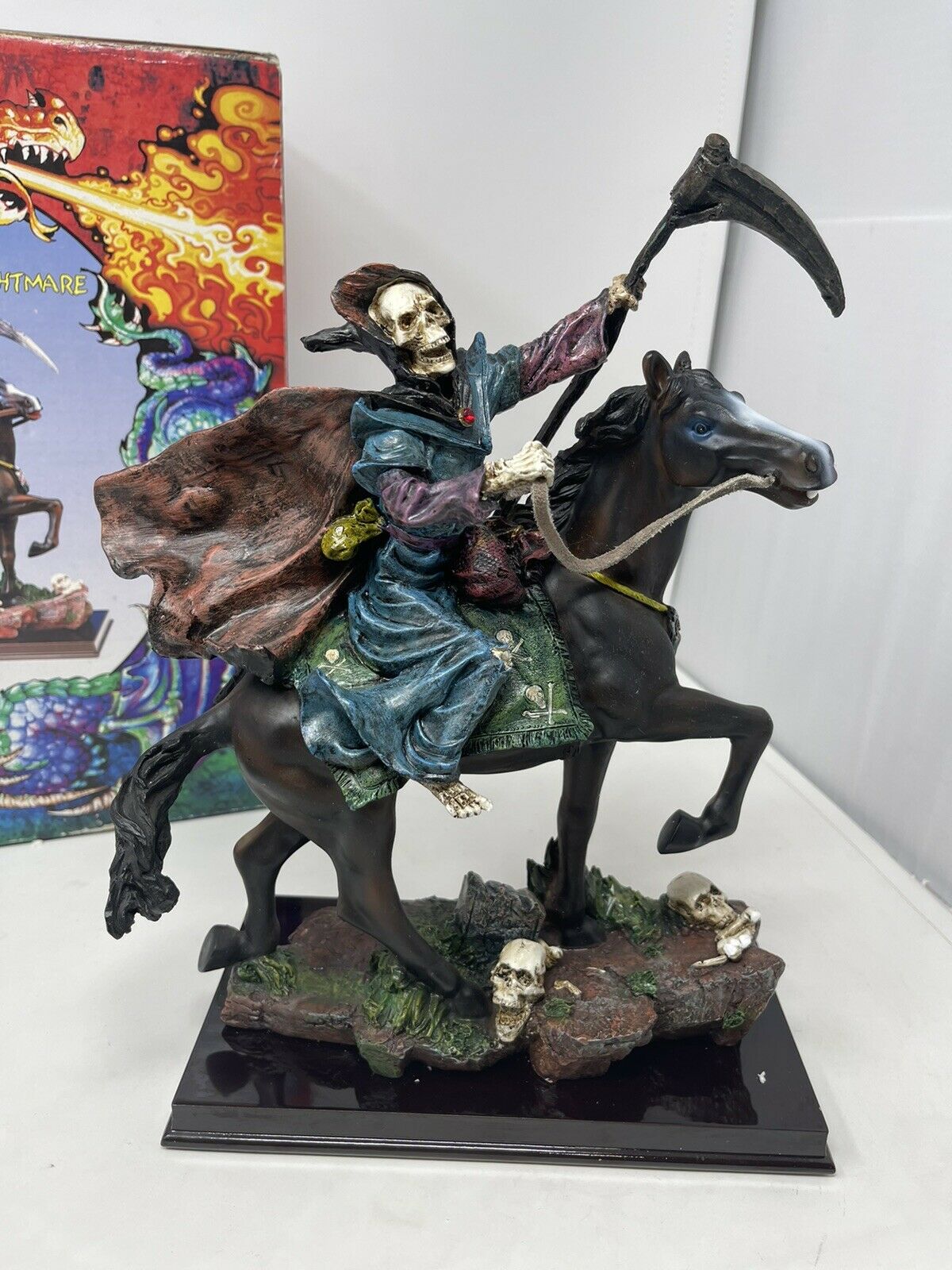 Vintage Grim Reaper On Nightmare Statue Trippie’s Inc