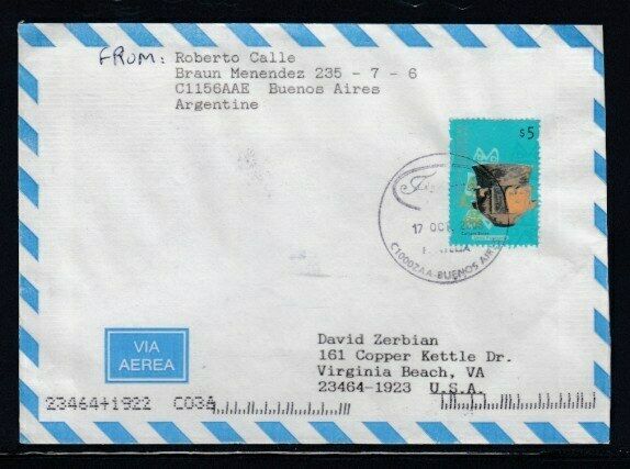 Argentina Commercial Cover Buenos Aires To Virginia Beach 17-8-2006 Cancel
