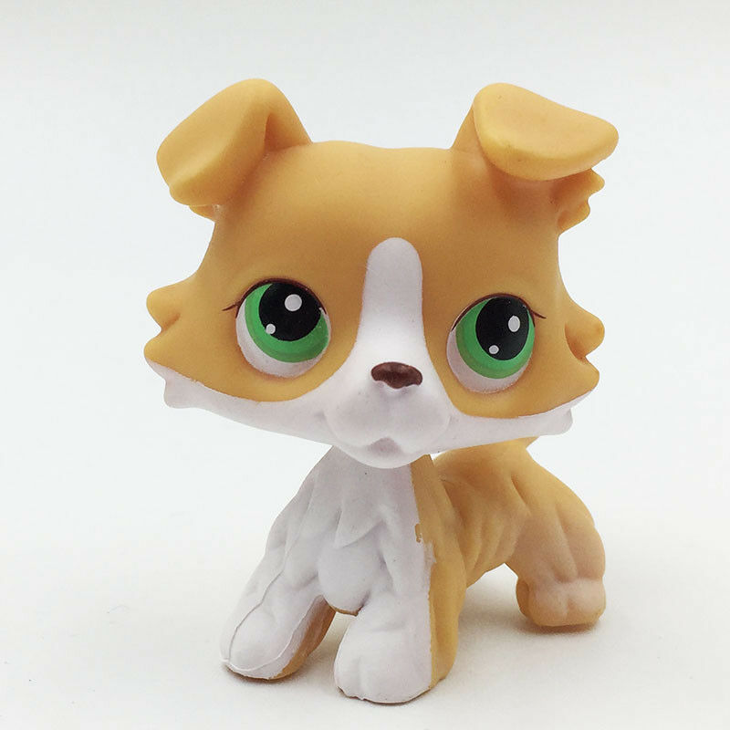 Old Littlest Pet Shop Yellow Collie Dog Puppy #272 Green Eyes Action Figure