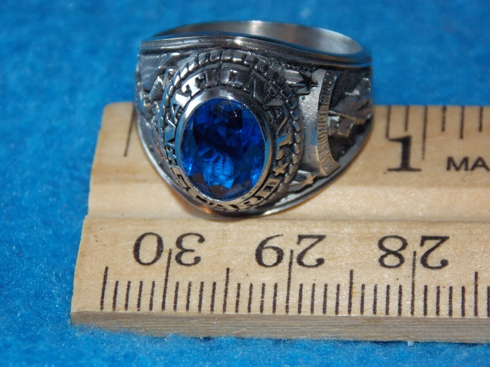 Vintage- Army National Guard Women's Blue Stone Ring - Size 7.5 -nos-alpha Brand