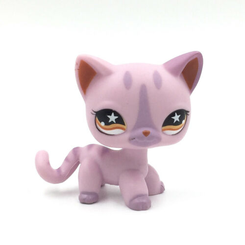 Pet Shop Toys Cute Cat #933 Purple Kitty With Orange Eyes Short Hair Cat