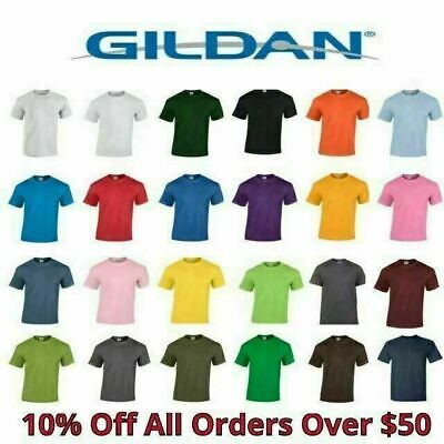 Gildan Mens T Shirts 5000 Solid Heavyweight Cotton Short Sleeve Blank Tee S-3xl