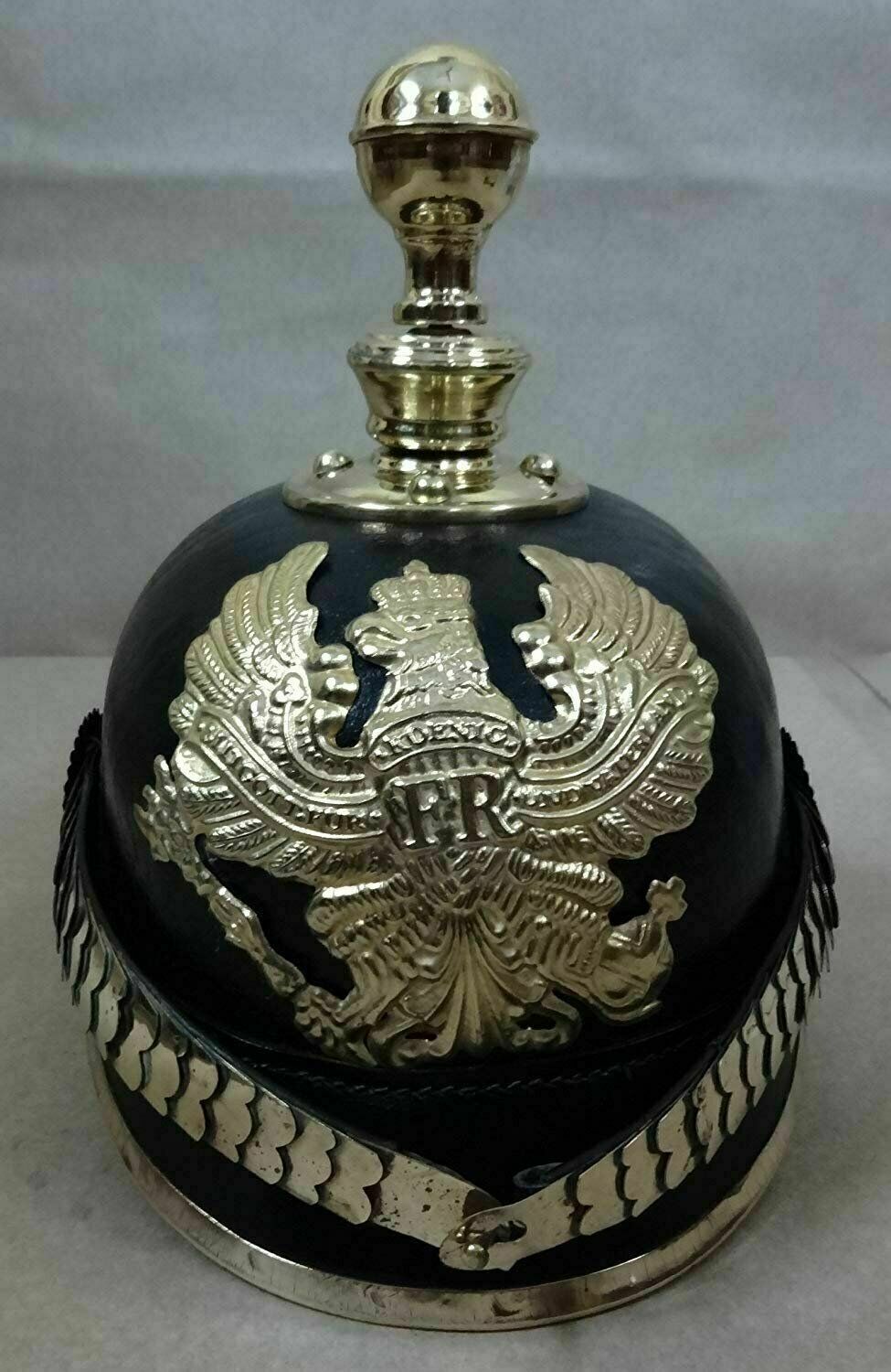 Brass Leather Helmet Wwi German Pickelhaube Fr Prussian Officer's Spike Helmet