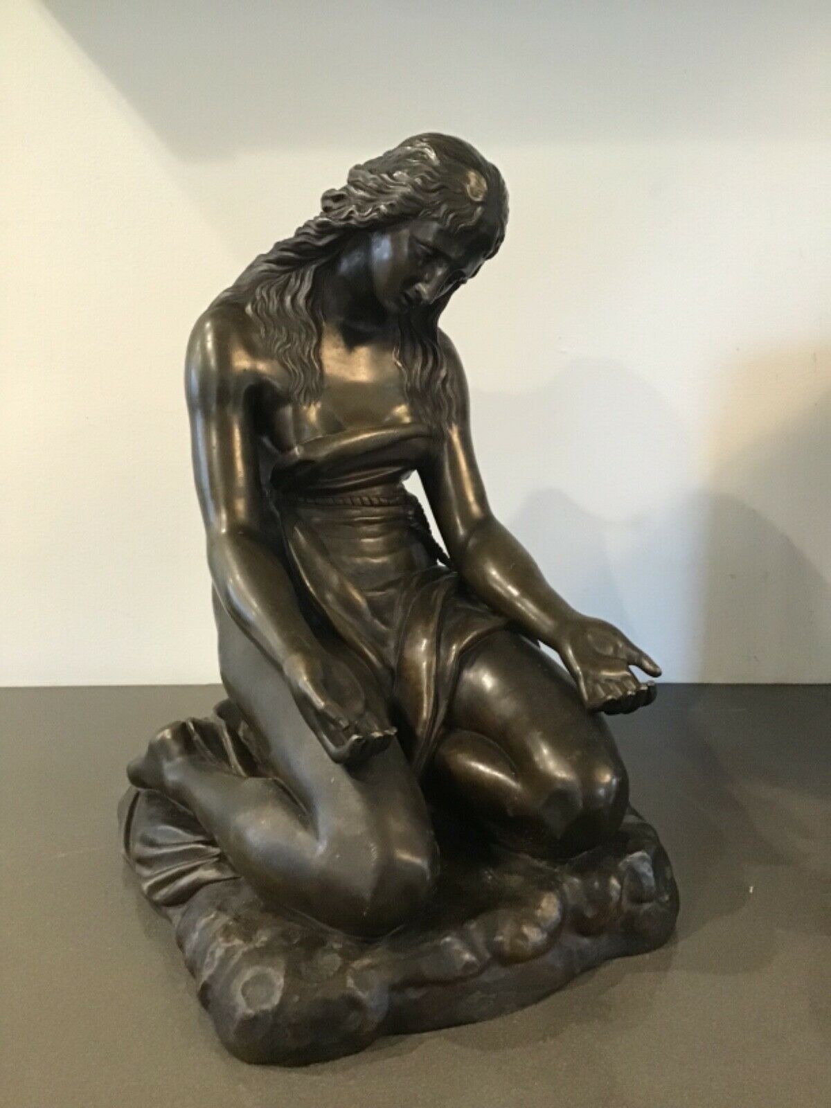 Large Antique Religious Bronze Of Repentant Mary Magdalene After Canova