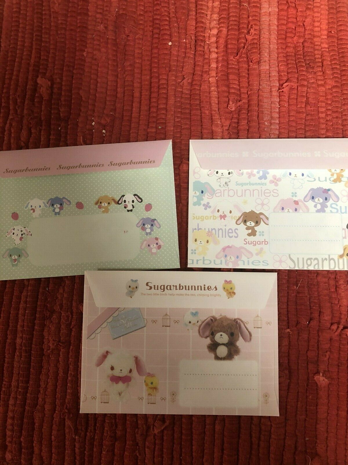 Sugarbunnies Set Of 3 Different Envelopes With Letter Sheets