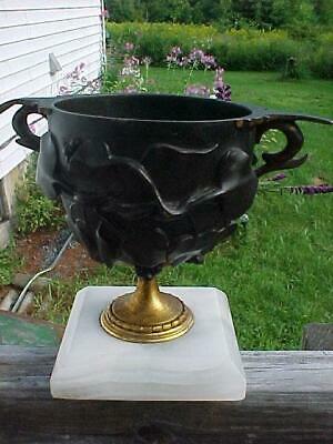 Vintage Bronze Urn ?? With Marble Base Grapes & Leaves Design