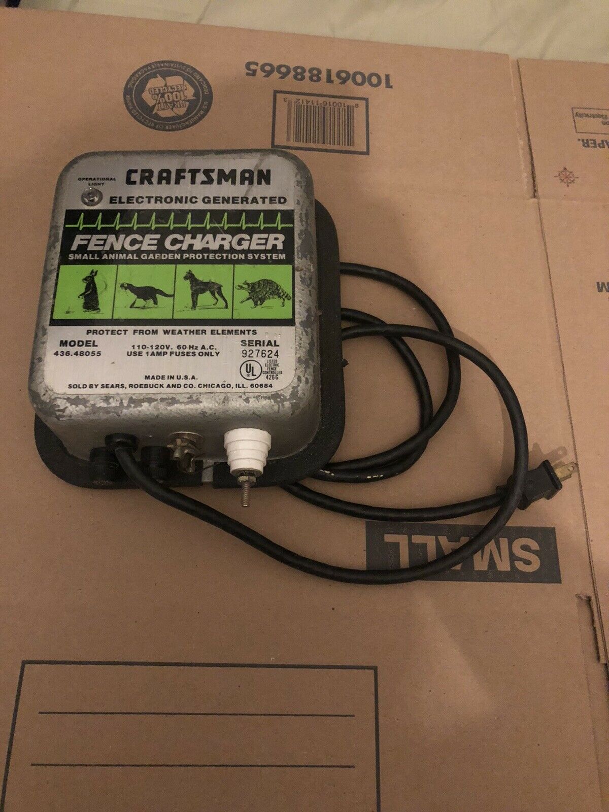 Vintage Craftsman Electronic Generated Fence Charger Small Animal Garden Ac