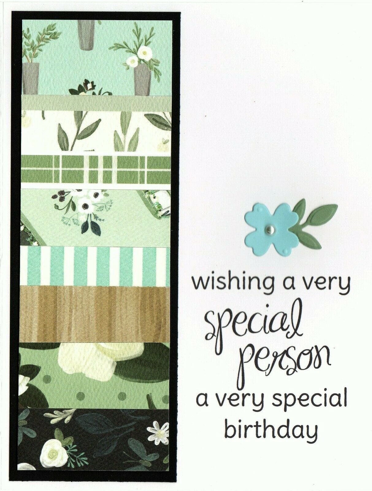 Happy Birthday Handmade Greeting Card Special Person Stripe1 Blank Inside Mkj102