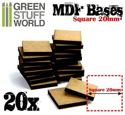 20x Mdf Bases - Square 20mm - Thickness 3mm Basing Laser Cut Wargames Infantery