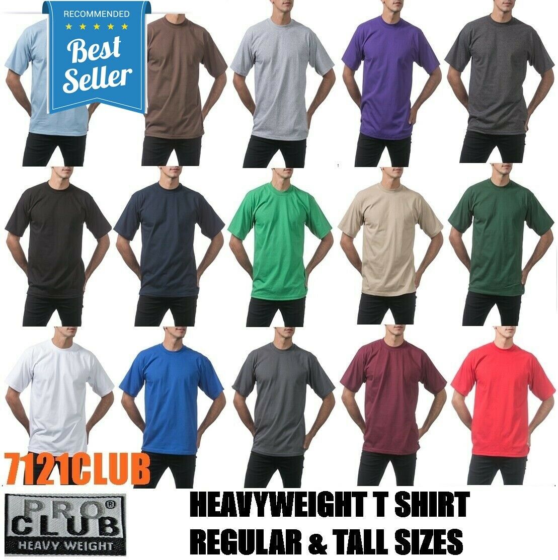 Pro Club Heavyweight T Shirts Proclub Mens Plain Short Sleeve Big And Tall M-7xl
