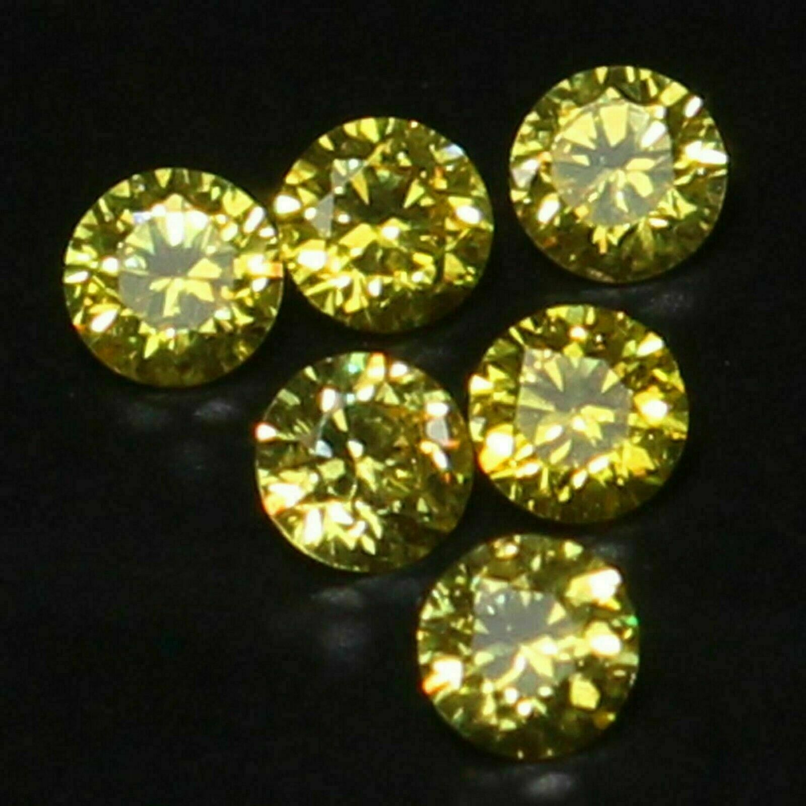 6 Pcs Lot Of Sparkling Vs1 Brillant Cut 2.40 Mm Round Yellow Loose Diamond 10r