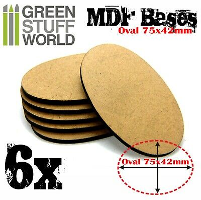6x Mdf Bases - Aos Oval 75x42mm - Thickness 3mm Basing Laser Cut Wargames