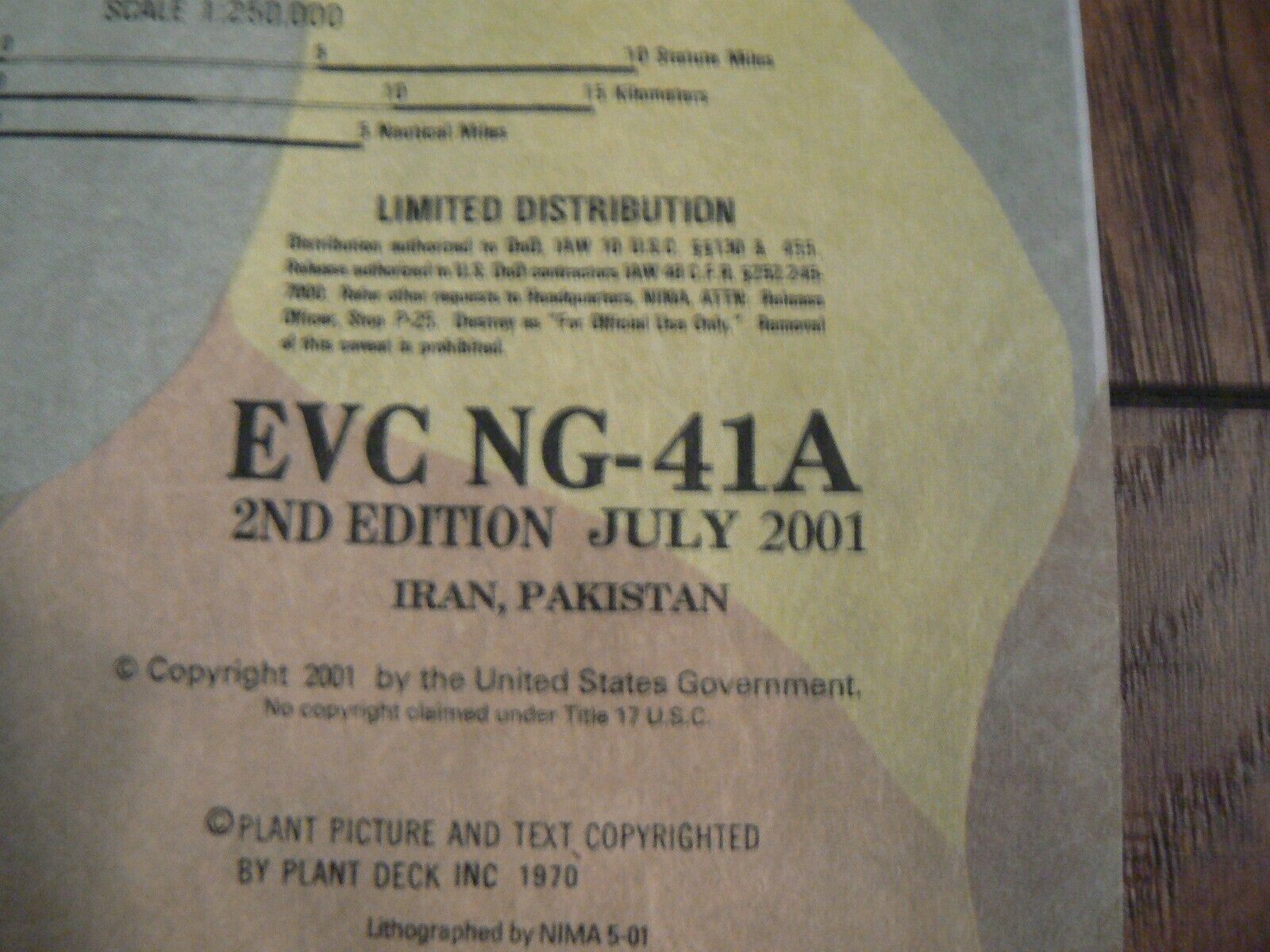 Pilot's Escape Map, Evasion Chart Evc Ng-41a Iran, Pakistan 2001