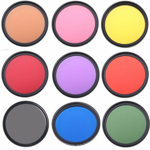 Full Color Filter For Camera Lens 49mm-77mm Green Orange Red Purple Yellow Blue