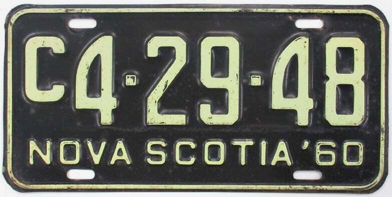 Vintage Nova Scotia Canada 1960 Commercial Truck License Plate, C4-29-48