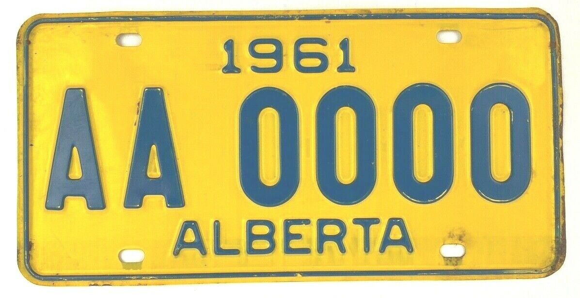 Alberta Canada 1961 License Plate Sample 0000 Garage Car Tag Man Cave Vtg Decor